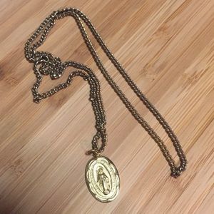 Gold Virgin Mary Pendant and Chain