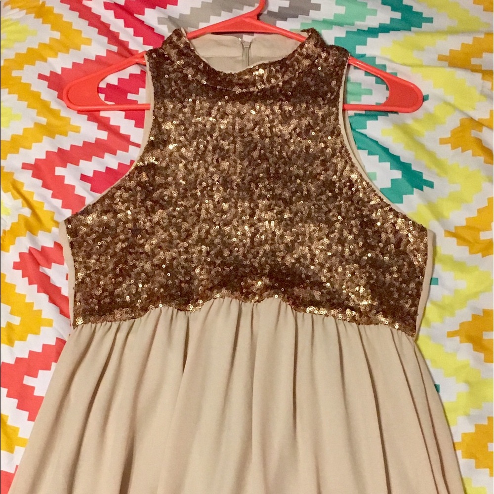 Sequined Rose Gold Maxi Dress Sz M
