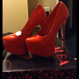 New red platform heels