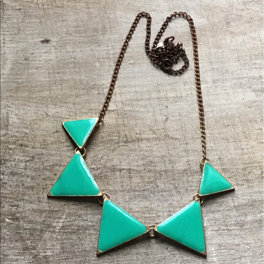 Green Geometric Long Necklace