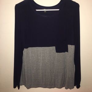 Navy blue and gray long sleeve shirt