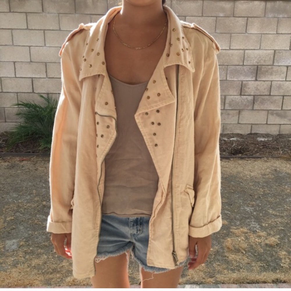 Zara Light Pink Blush Thin Jacket with Studs