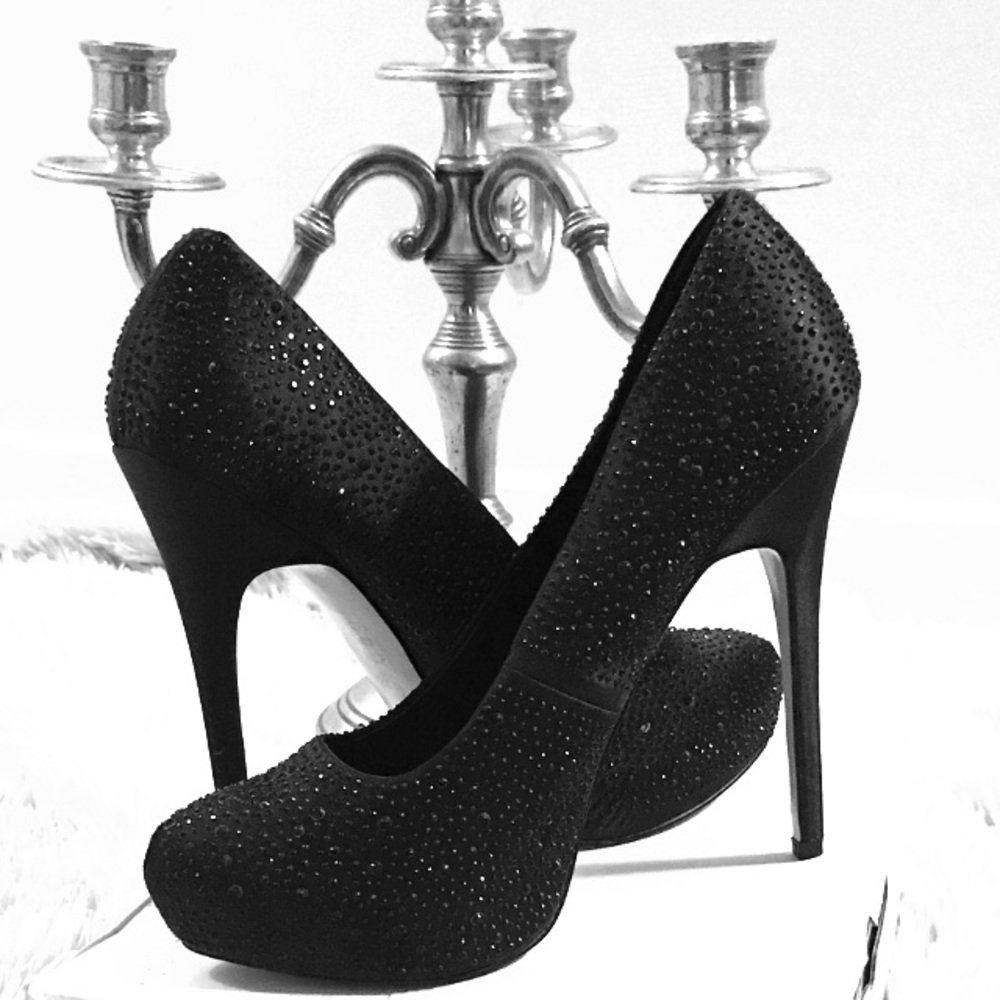 Rhinestone Satin Pumps