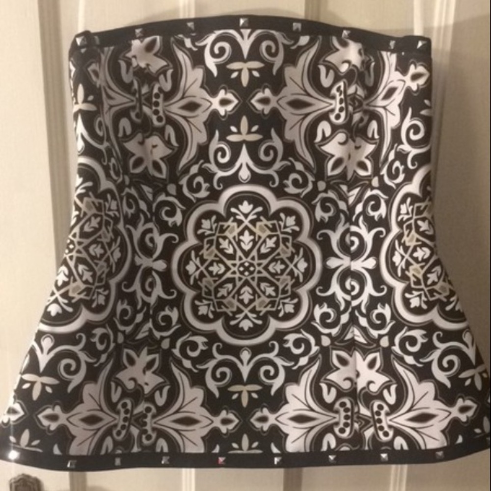 Black and white studded tube top