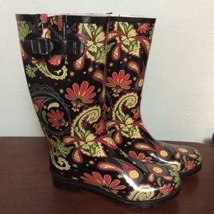 Floral rain boots