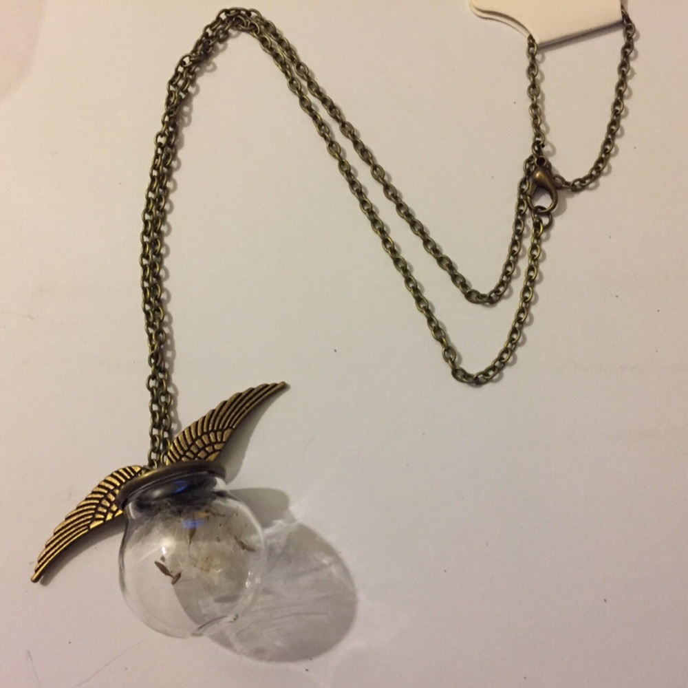 Angel Wings Glass Bulb+Dandelion Wish Necklace - Picture 2 of 2