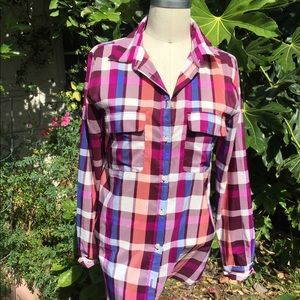 Plaid button down blouse