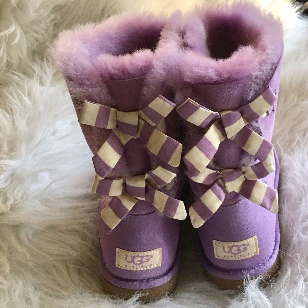 UGG Lavender Bailey Bow Stripe Boot