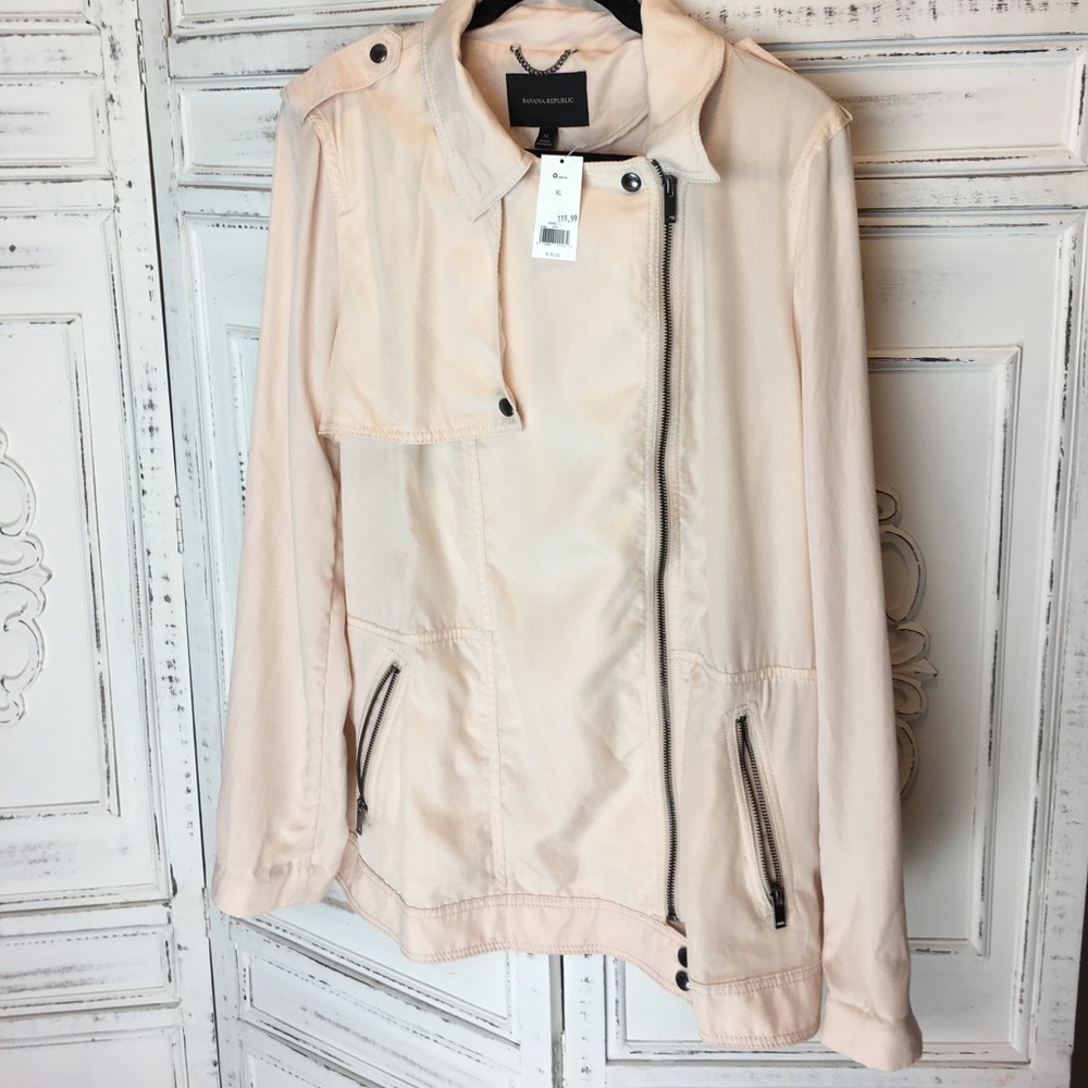 NWT Rosé Pink Banana Republic Drapey Moto Jacket