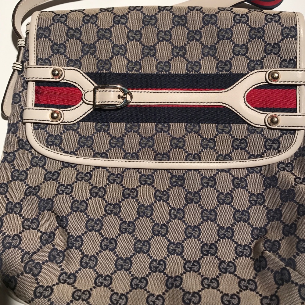AUTHENTIC Gucci Hertiage Canvas Web Stripe Bag - Picture 7 of 8