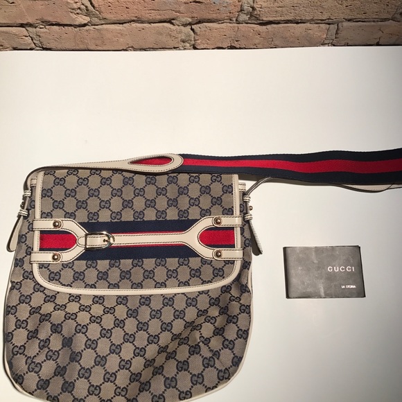 AUTHENTIC Gucci Hertiage Canvas Web Stripe Bag - Picture 3 of 8