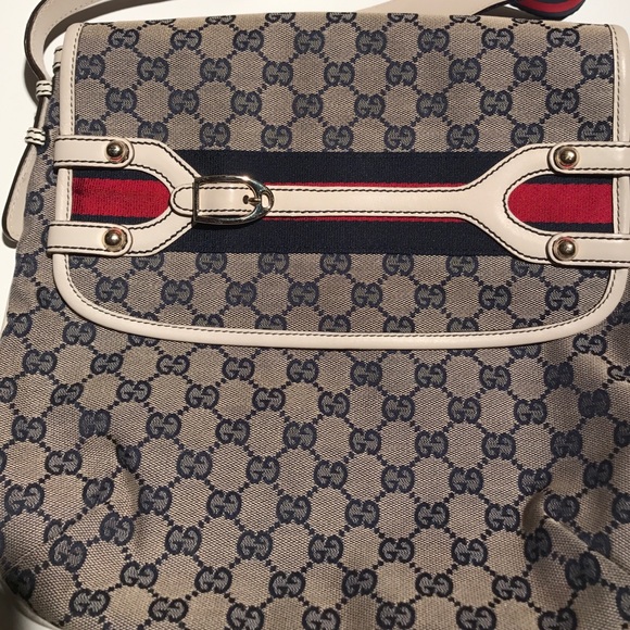 AUTHENTIC Gucci Hertiage Canvas Web Stripe Bag - Picture 7 of 8