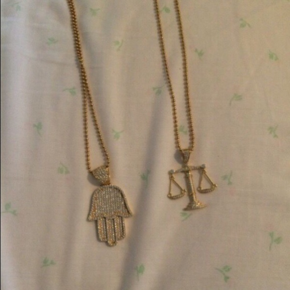 Lux hamsa and scale pendants