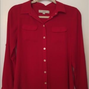 Loft utility blouse in red
