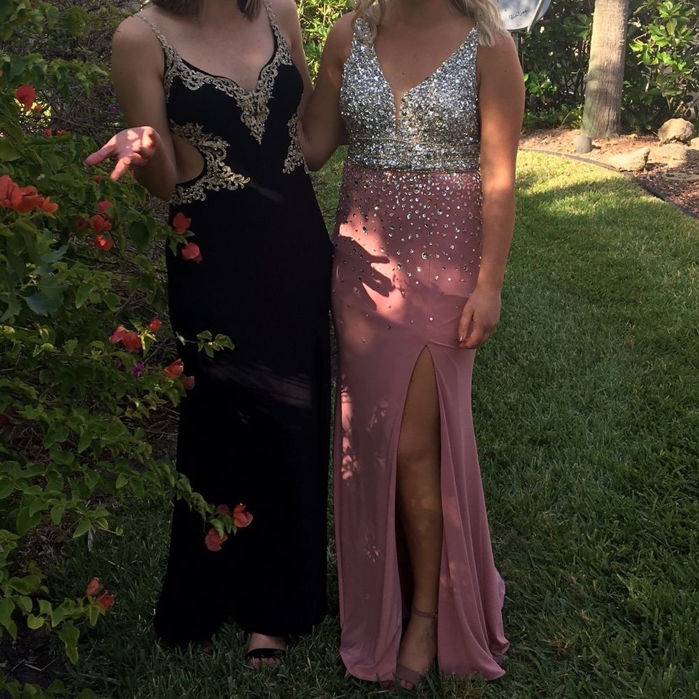 Mauve and silver sparkles prom dress.