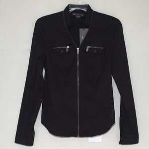 NWT Armani Exchange Black Zippered Top; Size Small