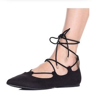 Black lace up flats