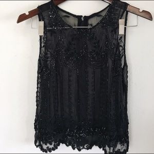 Sparkly Vintage Holiday Sheer Beaded Blouse