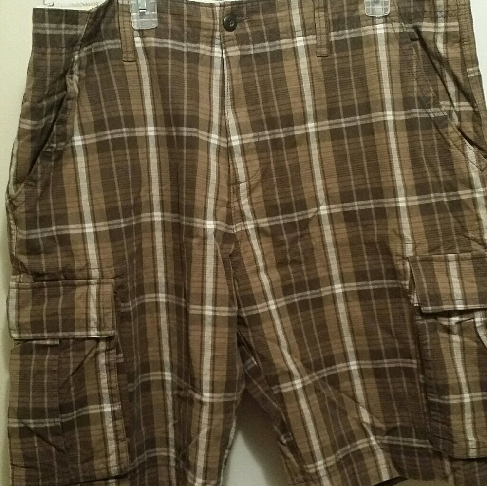 Old Navy Brown Plaid Cargo Shorts