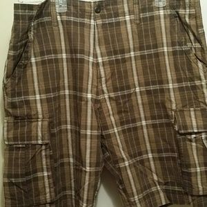 Old Navy Brown Plaid Cargo Shorts