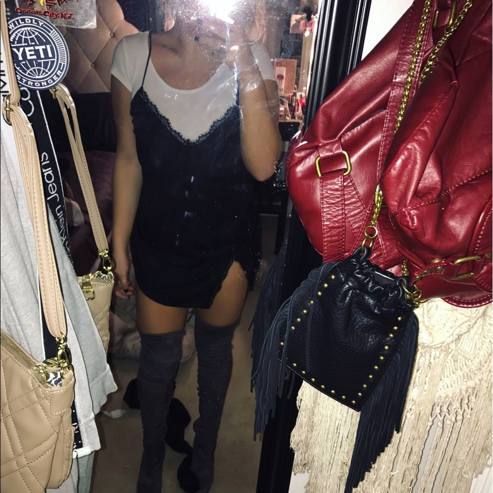 black slip dress urban outfitters!