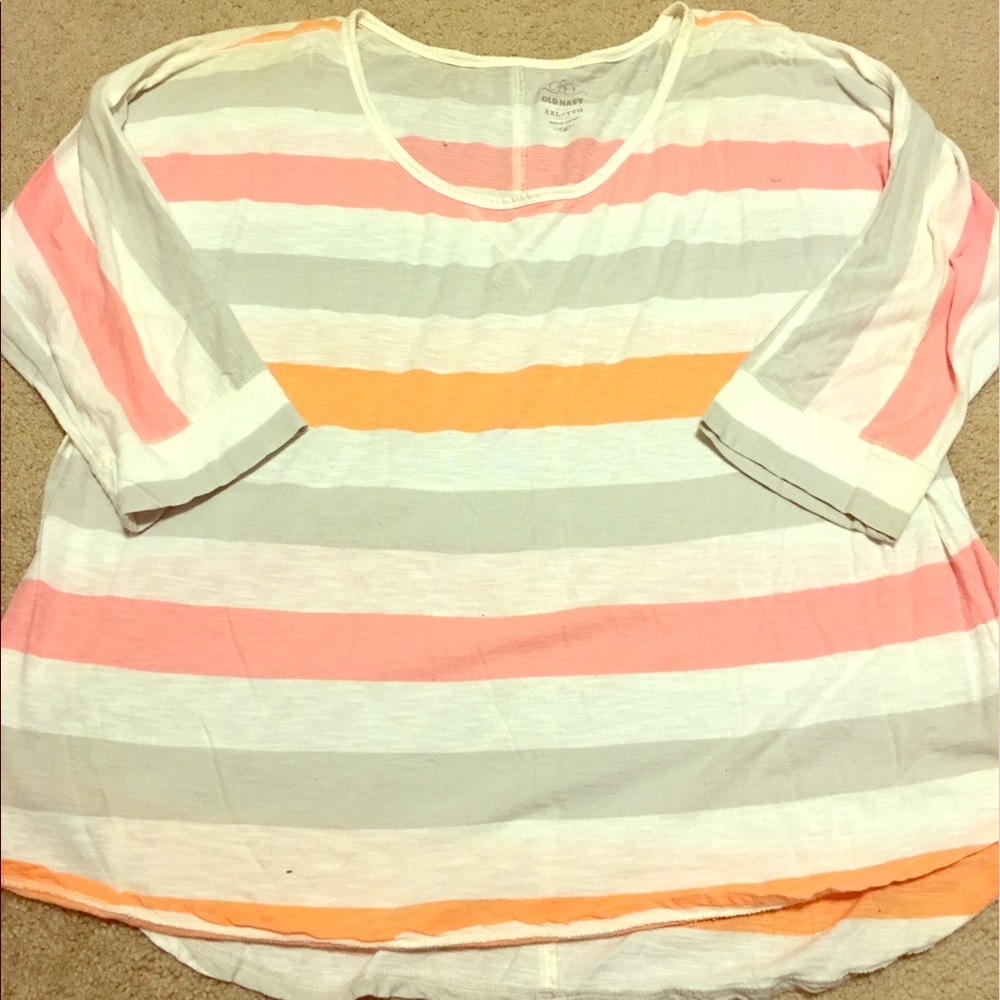 3/4 length pastel striped blouse