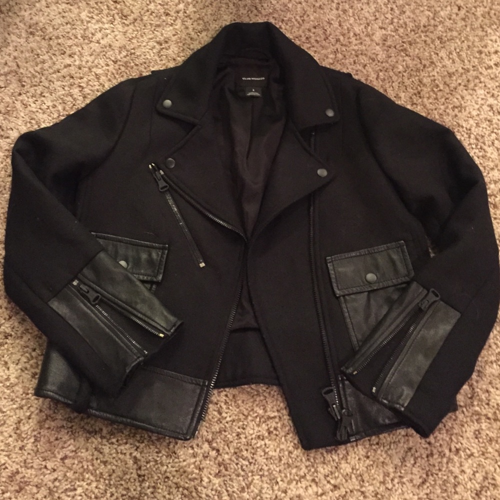 Club Monaco leather and wool jacket