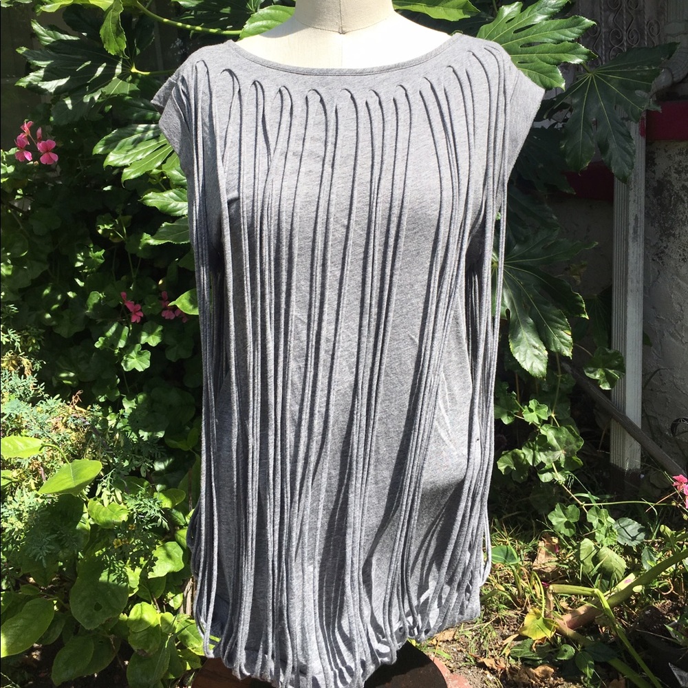Gray V neck cotton shirt