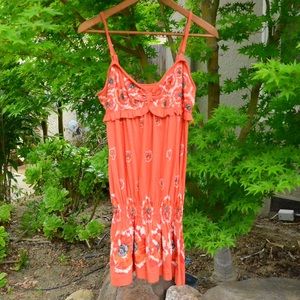 Floral Scrunchy Waist Spaghetti Strap Dress