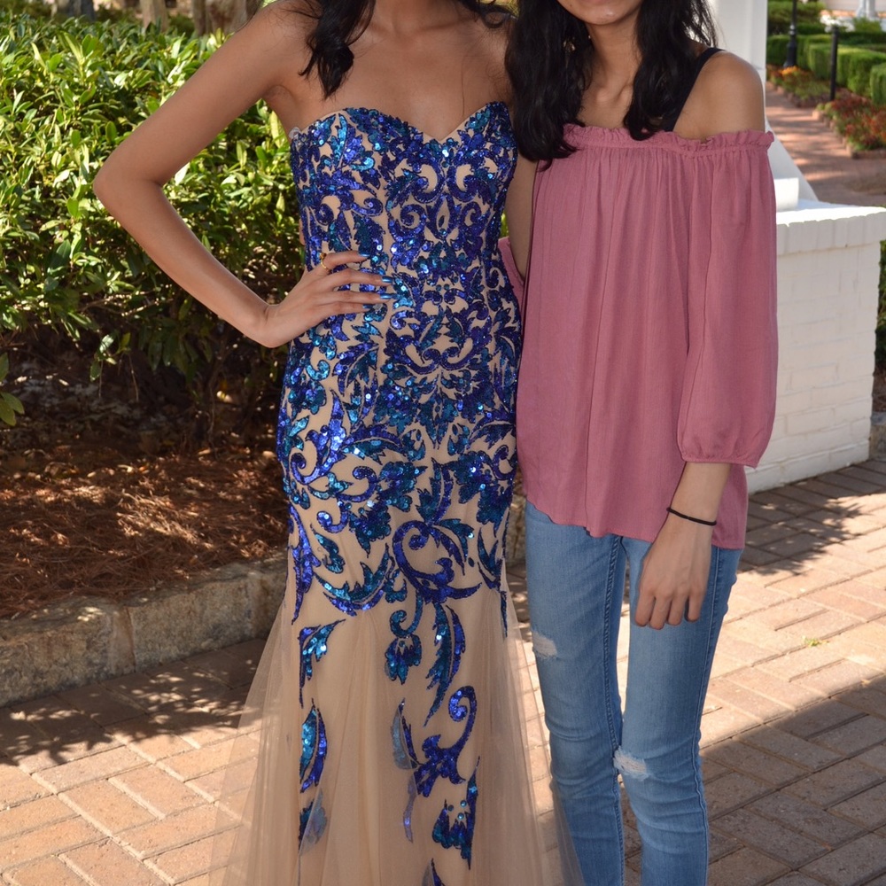 Blue Sequin Sherri Hill Dress, very tight fit