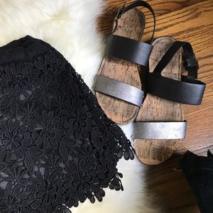 Charcoal and Black Back Strapped Sandals