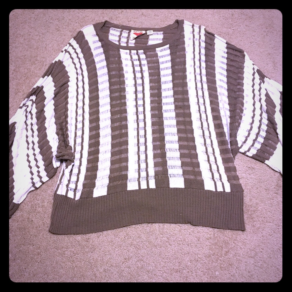 Brown and cream striped blouse