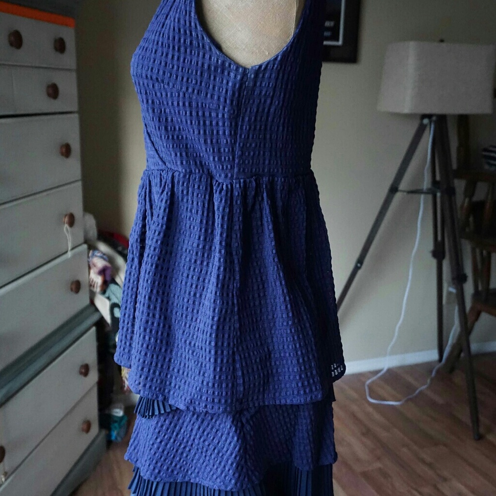 Anthropologie Rio Rao Navy Blue Ruffle Dress - Picture 4 of 6
