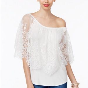 Thalia Sodi Convertible Lace-Overlay Top