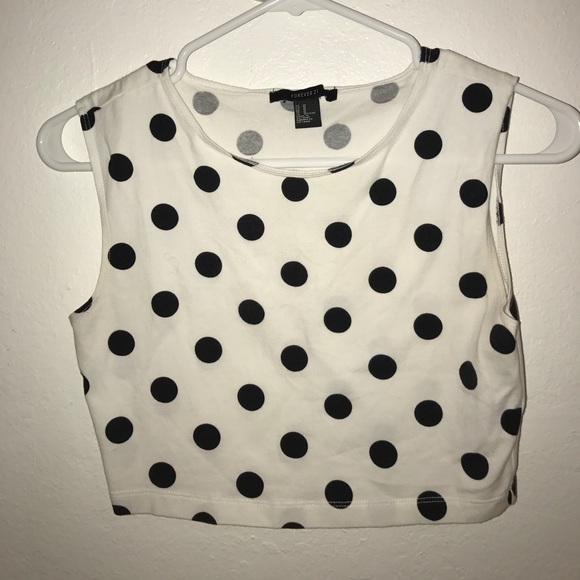 Black and white polka dotted crop top - Picture 1 of 2