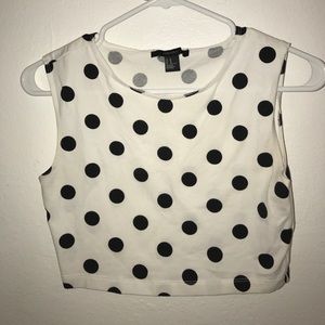 Black and white polka dotted crop top