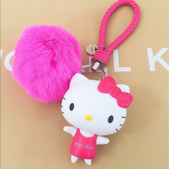 Hello kitty cute large Pom Pom keychain - Picture 2 of 3