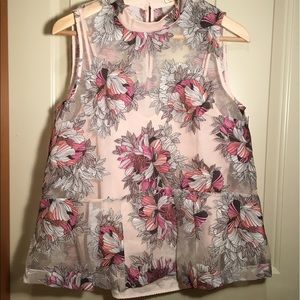 Moulinette Soeurs Sheer Floral Peplum Top SZ 8