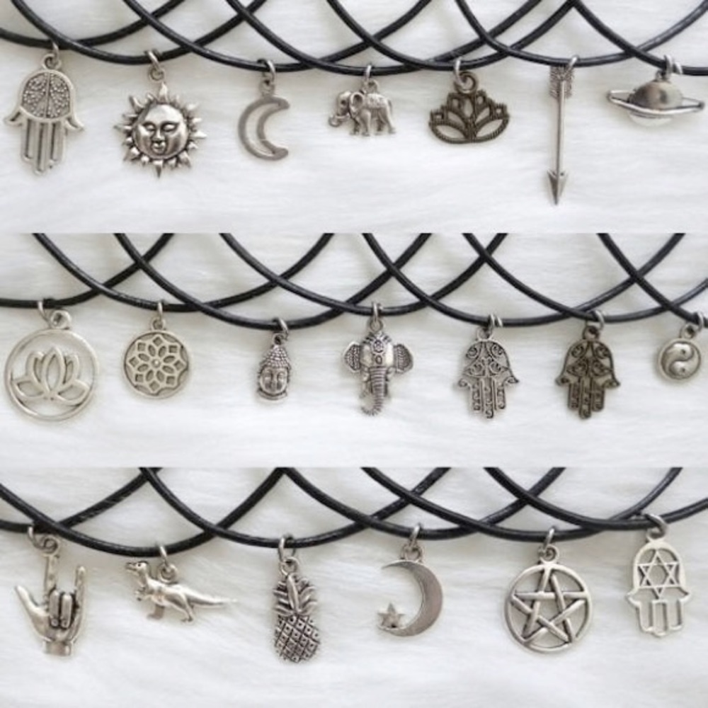 Choker necklace with charm (leather choker)