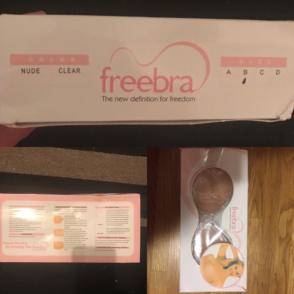 Freebra strapless clear/nude bra