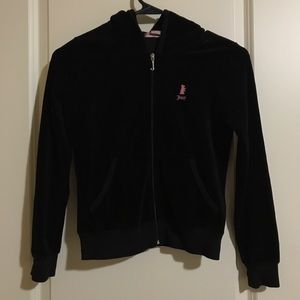 Juicy Couture | Original Vintage Black Velour Zip Up Hoodie Sweater