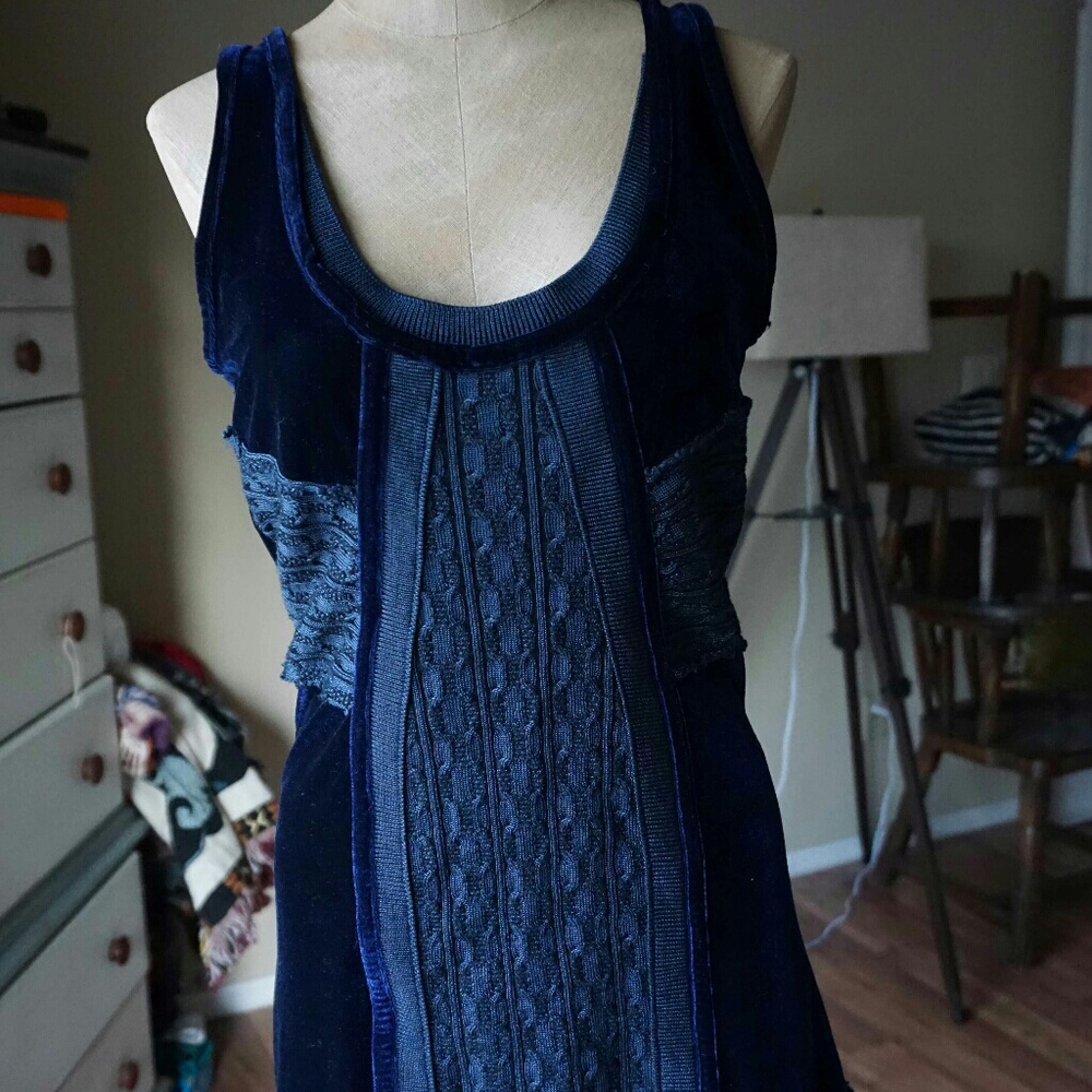 Free People Blue Velvet Mini Dress