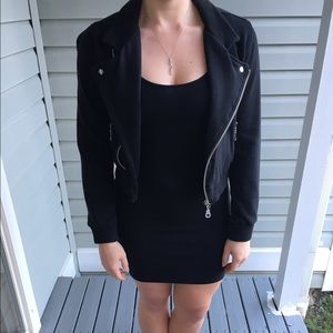 Black cotton motto jacket