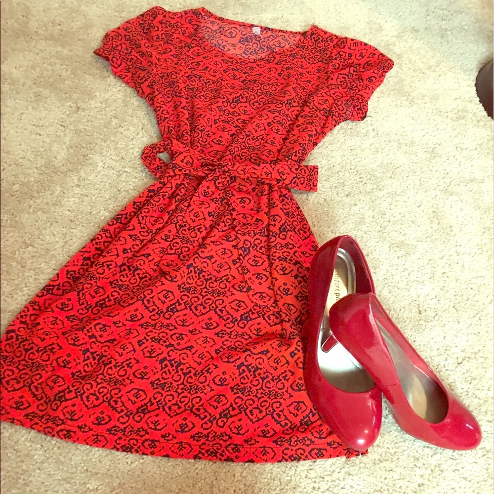 Francesca's Collection Red and Black Dress