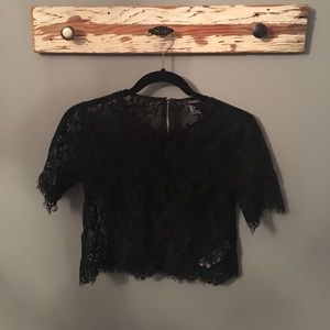 Black lace crop top