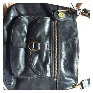 Large cross-body black Fossil purse.
