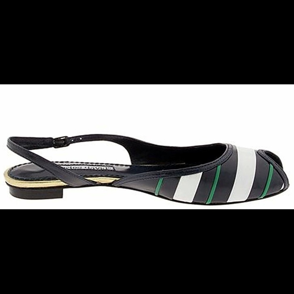 New in Box Charles David Navy Leather Flats Women’s Sz 7 - Picture 3 of 4