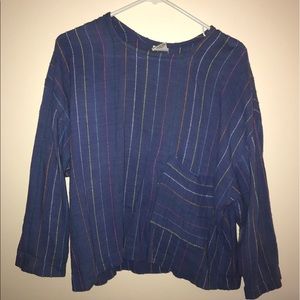 Funky cropped multi color sweater