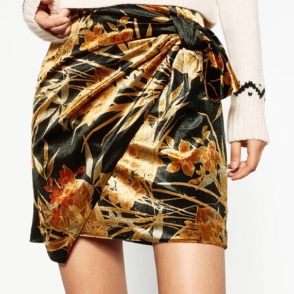 Zara velvet wrap skirt
