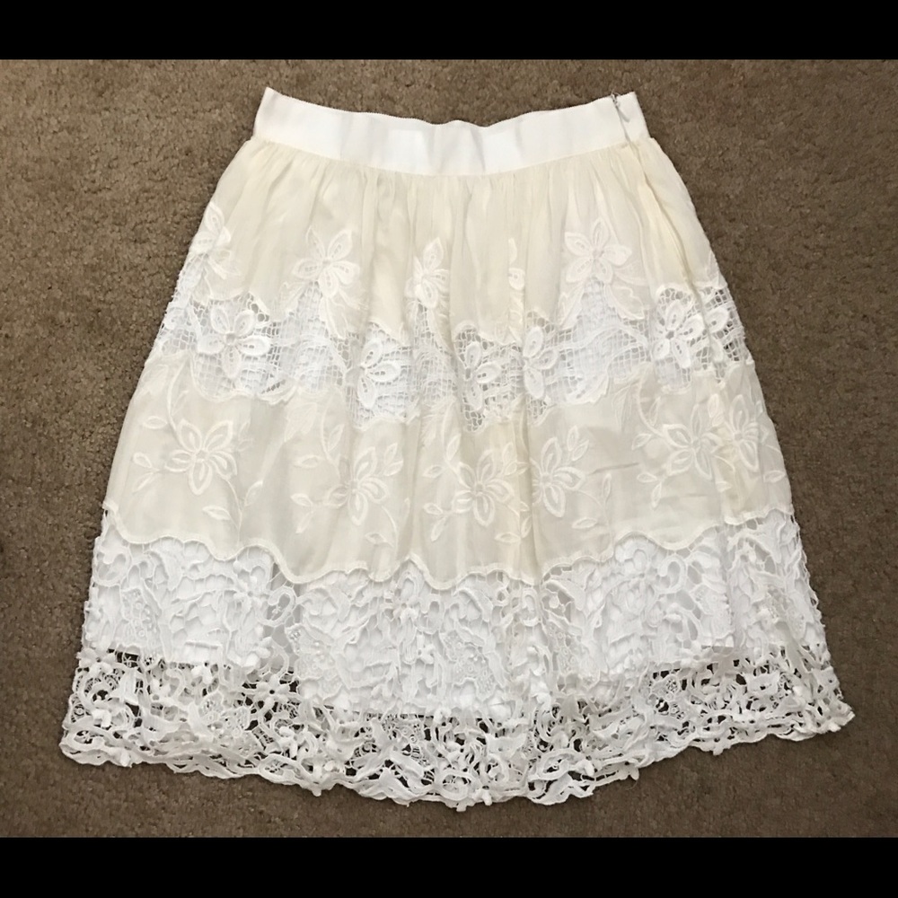 HAI SEL MIDI SKIRT LACE EMBROIDERED 100% SILK